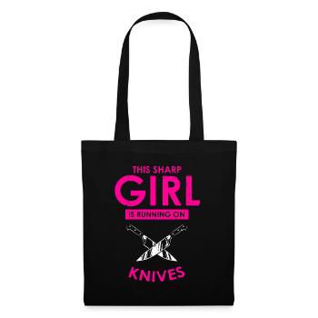 Une femme tranchante aime le couteau collecteur de couteaux ventilateur - Sac en tissu - noir - Devant