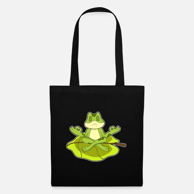 Frosch beim Meditieren - Stoffbeutel - Schwarz