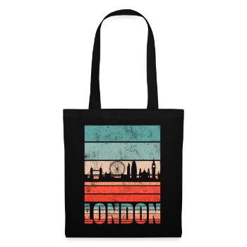 London Retro Skyline - Stoffbeutel - Schwarz - Vorne