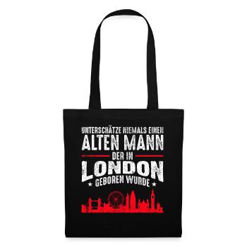 London Alter Mann Sprüche Geschenk - Stoffbeutel - Schwarz - Vorne
