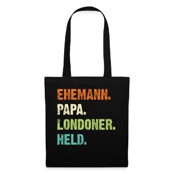 London Stadt Papa Vater Vatertag Geschenk Spruch - Stoffbeutel - Schwarz - Vorne