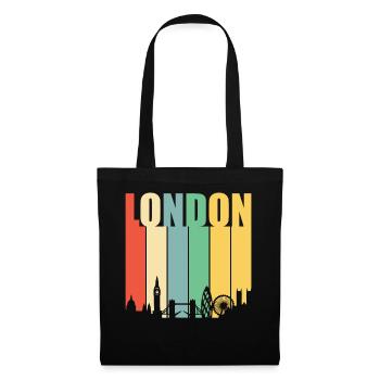 London Retro Vintage Skyline Stadt Heimat - Stoffbeutel - Schwarz - Vorne