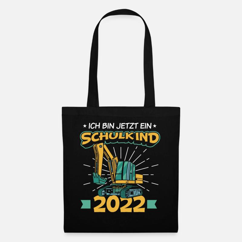 Einschulung Schulkind Bagger Jungen Geschenk - Stoffbeutel - Schwarz