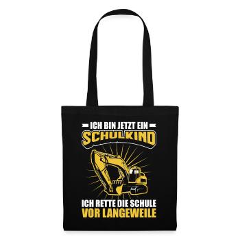Einschulung Schulkind Schüler Jungen Geschenkidee - Stoffbeutel - Schwarz - Vorne