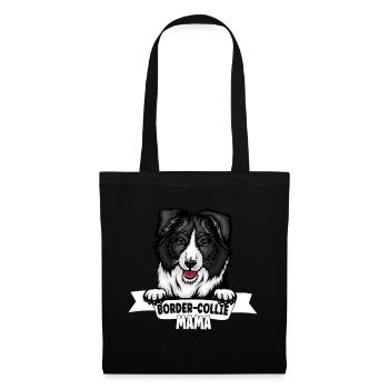 Border Collie Mama Hundekopf - Für Border Mamas - Stoffbeutel - Schwarz - Vorne