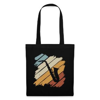 Jazz Geschenk Saxophon Musik Instrument Blasmusik - Stoffbeutel - Schwarz - Vorne