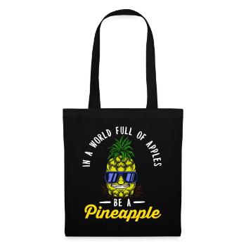 Ananas Tshirt Herren Kinder Damen Hawaii - Stoffbeutel - Schwarz - Vorne