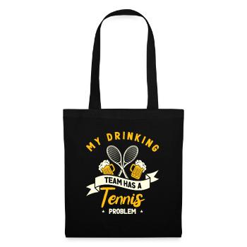 Joueur de tennis Raquette de tennis Balle de tennis - Sac en tissu - noir - Devant