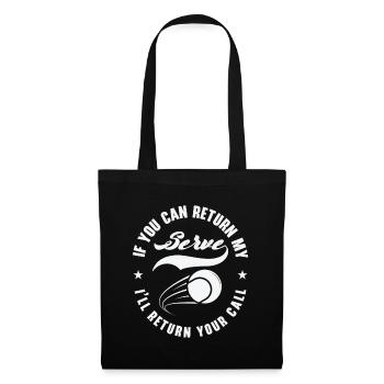 Joueur de tennis Raquette de tennis Balle de tennis - Sac en tissu - noir - Devant