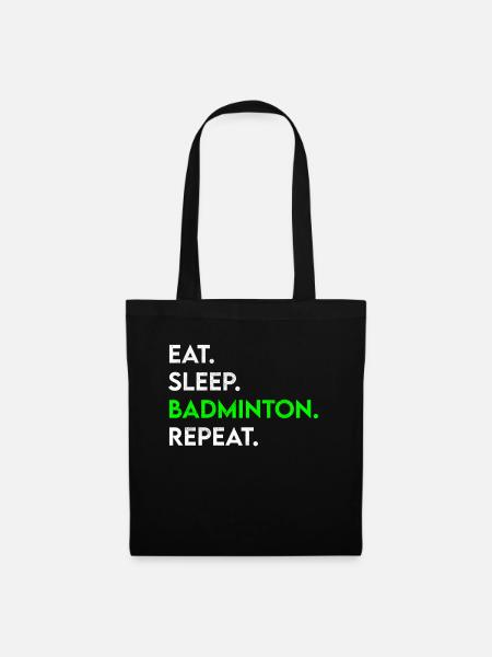 eat sleep badminton repeat - Stoffbeutel - Schwarz