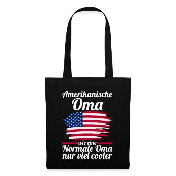 USA Amerikanerin AmerikanischeOma Amerikaner - Stoffbeutel - Schwarz - Vorne