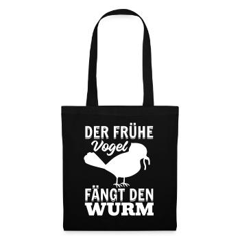 Der Frühe Vogel Fängt Den Wurm - Guten Morgen - Stoffbeutel - Schwarz - Vorne