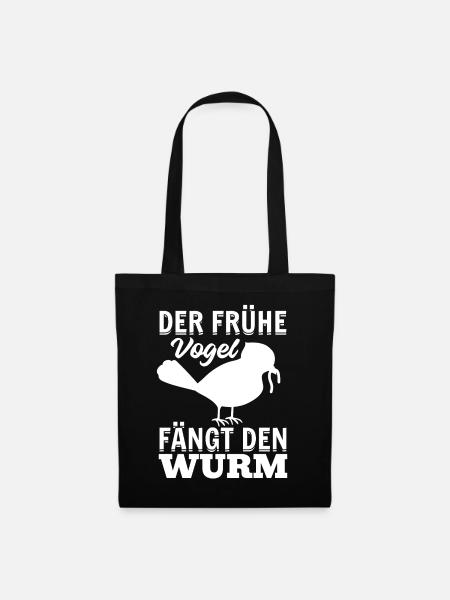 Der Frühe Vogel Fängt Den Wurm - Guten Morgen - Stoffbeutel - Schwarz