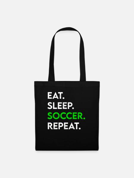 eat sleep soccer repeat - Stoffbeutel - Schwarz