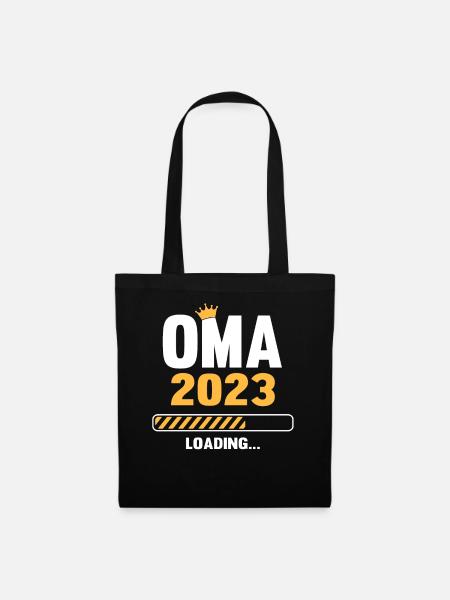 Oma 2023 Loading Schwangerschaftsankündigung - Stoffbeutel - Schwarz