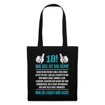 Vintage 18 Sohn Wie Geil Ist Das Denn 18ter 18. Ge - Stoffbeutel - Schwarz - Vorne