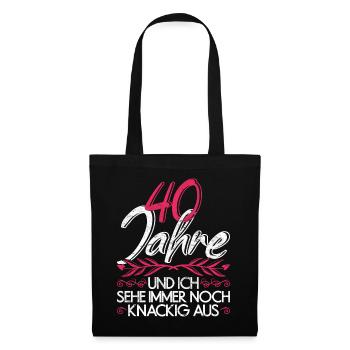 Vierzigster Geburtstag Geschenk 40 Damen - Stoffbeutel - Schwarz - Vorne