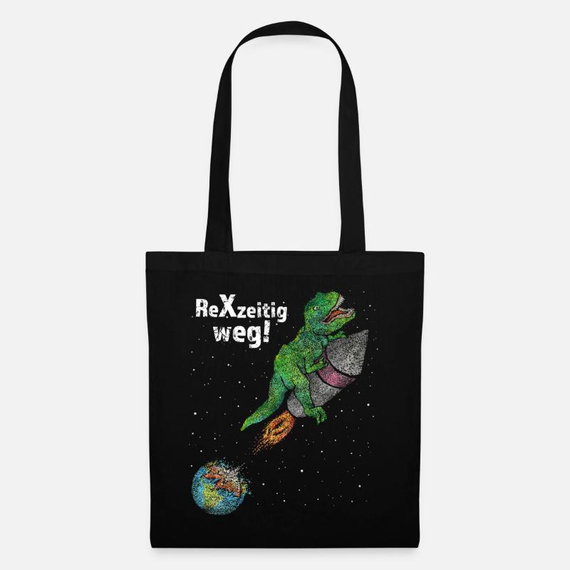 Klimaschutz Umwelt No Planet Dino T-Rex - Stoffbeutel - Schwarz