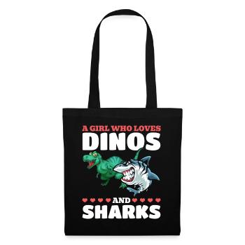 Dinosaur Great White Shark A girl who - Tote Bag - black - Front