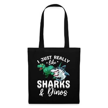 Great White Shark Dinosaur Ich mag Haie & Dinos - Stoffbeutel - Schwarz - Vorne