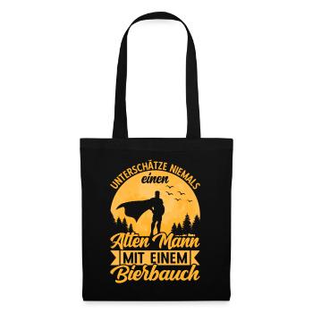 Bier Bierbauch Biertrinker Bierliebhaber Spruch - Stoffbeutel - Schwarz - Vorne