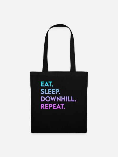 eat sleep downhill repeat - Stoffbeutel - Schwarz