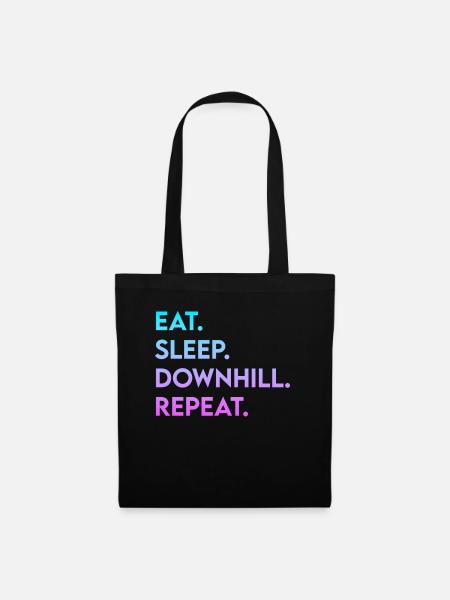 eat sleep downhill repeat - Stoffbeutel - Schwarz