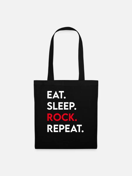 eat sleep rock repeat - Stoffbeutel - Schwarz