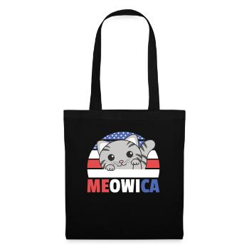 Chat pour le quatrième de juillet drapeau américain Meowica - Sac en tissu - noir - Devant
