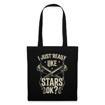J’aime juste les étoiles très bien? Télescope - Sac en tissu - noir - Devant