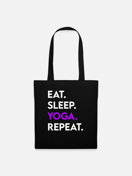 eat sleep yoga repeat - Stoffbeutel - Schwarz