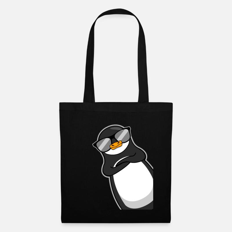 Lustiger Pinguin Mit Sonnenbrille Cooles Geschenk - Stoffbeutel - Schwarz
