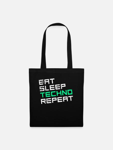 eat sleep techno repeat - Stoffbeutel - Schwarz