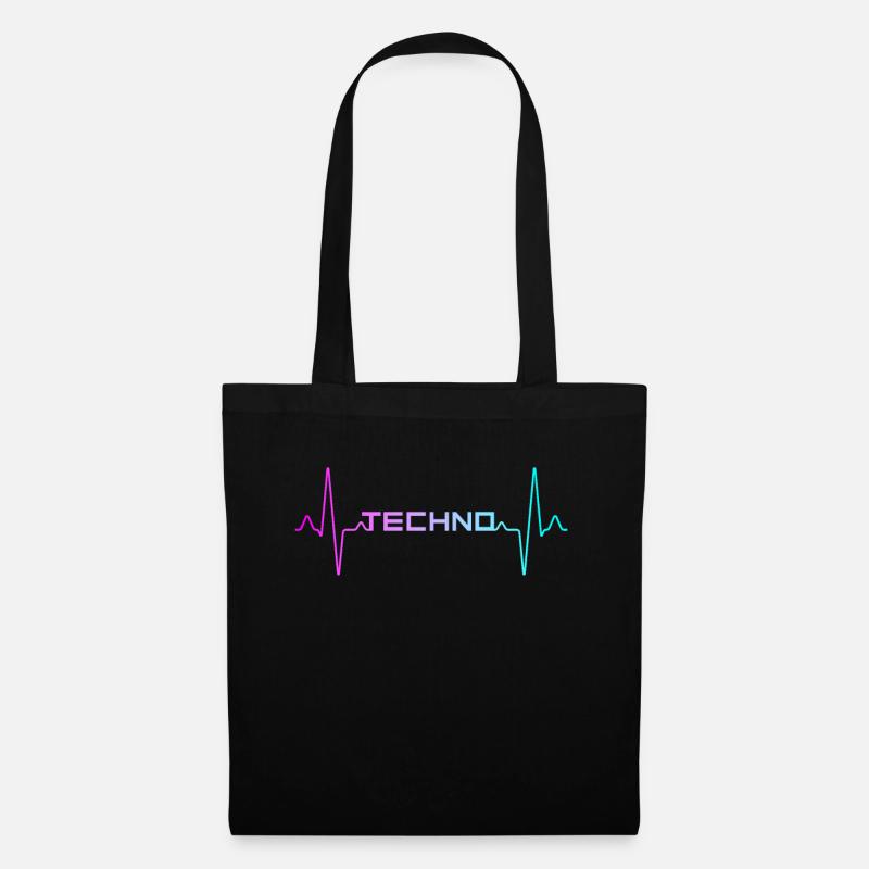 Techno Herzschlag - Stoffbeutel - Schwarz