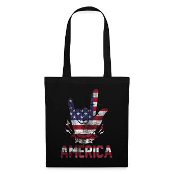 Vintage love rock hand USA flag America Horns band - Sac en tissu - noir - Devant