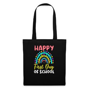 Erster Schultag Froher Erster Tag Regenbogen - Stoffbeutel - Schwarz - Vorne