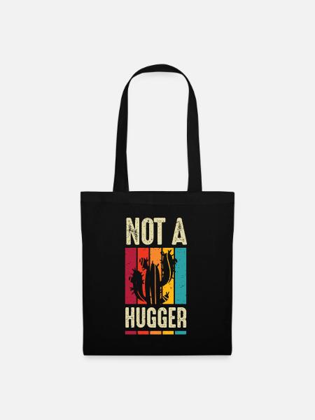 I'm Not A Hugger Cactus - Stoffbeutel - Schwarz