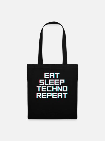 eat sleep techno repeat - Stoffbeutel - Schwarz