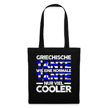 Griechin Tante Griechenland - Stoffbeutel - Schwarz - Vorne