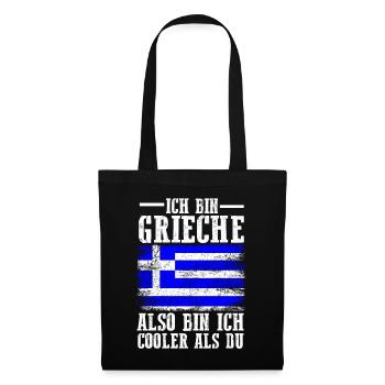 Griechenland Grieche Griechisches - Stoffbeutel - Schwarz - Vorne