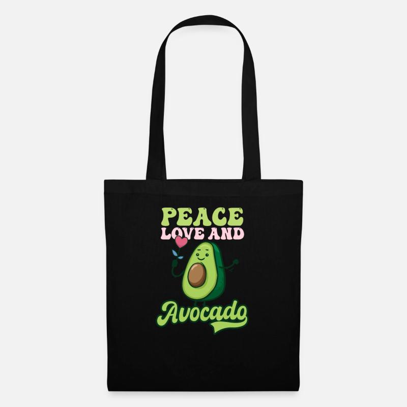 Avocado Frieden Liebe und Avocado - Stoffbeutel - Schwarz