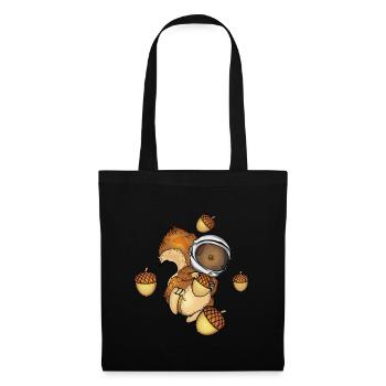 Eichhörnchen Astronaut Geschenk Kinder Weltraum - Stoffbeutel - Schwarz - Vorne