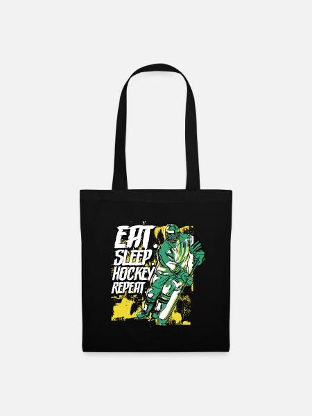 Eat Sleep Hockey Repeat Eishockey - Stoffbeutel - Schwarz