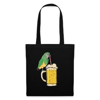 Papagei Bier Papagei Vogelliebhaber Lustiger - Stoffbeutel - Schwarz - Vorne