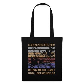 Retro Grenzentester Limit Motorradfahrer Motocross - Stoffbeutel - Schwarz - Vorne