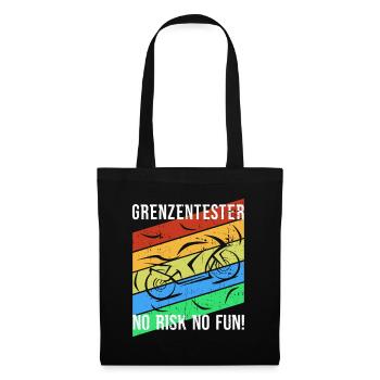 Grenzentester No Risk No Fun Motorradfahrer Biker - Stoffbeutel - Schwarz - Vorne