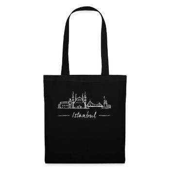Istanbul Skyline Silhouette Städtetrip Türkei - Stoffbeutel - Schwarz - Vorne