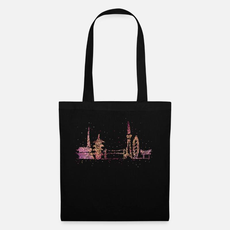 Tokyo Skyline Silhouette Städtetrip Japan Geschenk - Stoffbeutel - Schwarz