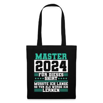 Master 2024 Abschluss Geschenk Studium Absolvent - Stoffbeutel - Schwarz - Vorne