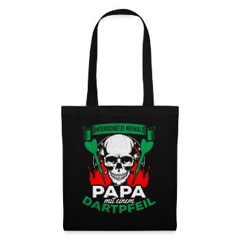 Unterschätze niemals Papa mit einem Dartpfeil Dart - Stoffbeutel - Schwarz - Vorne